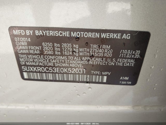 BMW X5 2014 5UXKR0C53E0K52031 Image 9