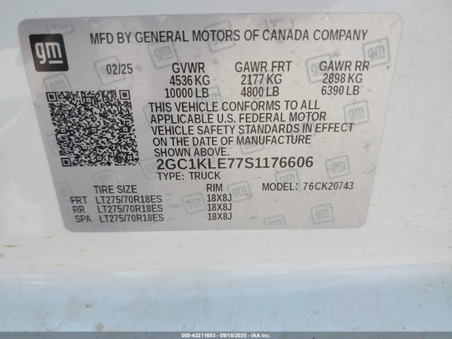 2GC1KLE77S1176606 Chevrolet l8t