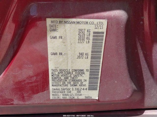 1N4AL3AP5GC136244 Nissan Altima