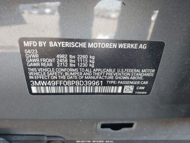 2023 BMW 3 SERIES 3MW49FF08P8D39961 Photo 8
