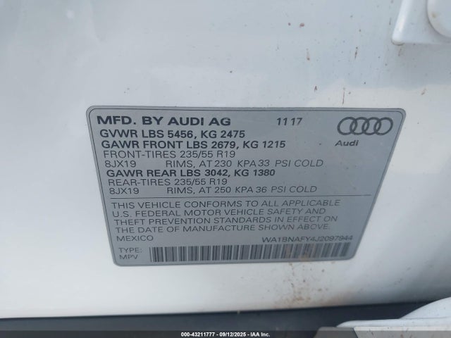 WA1BNAFY4J2097944 Audi Q5