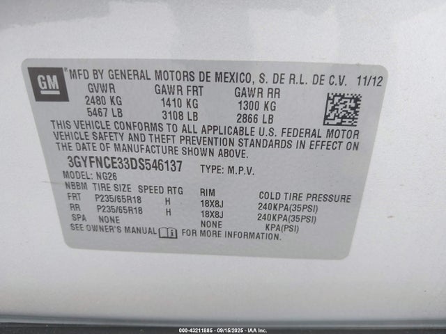 2013 CADILLAC SRX 3GYFNCE33DS546137 Photo 8