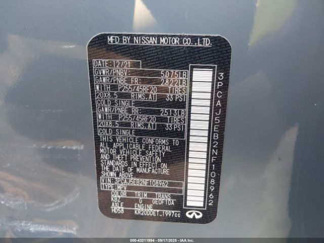 2022 INFINITI QX50 3PCAJ5EB2NF108962 Photo 8