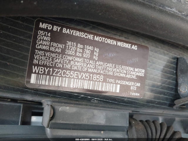 43212001 :رقم المزاد ، WBY1Z2C55EVX51858 vin ، 2014 Bmw I3 مزاد بيع