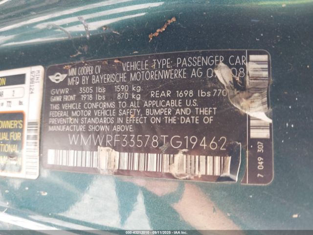 2008 MINI COOPER WMWRF33578TG19462 Photo 8