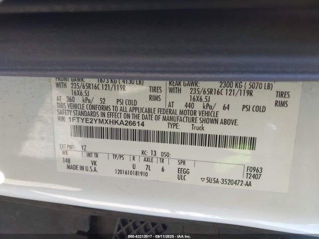 1FTYE2YMXHKA26614 Ford Transit