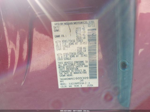 2012 NISSAN PATHFINDER 5N1AR1NB4CC609309 Photo 8