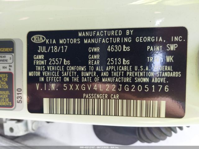 2018 KIA OPTIMA 5XXGV4L22JG205176 Photo 8