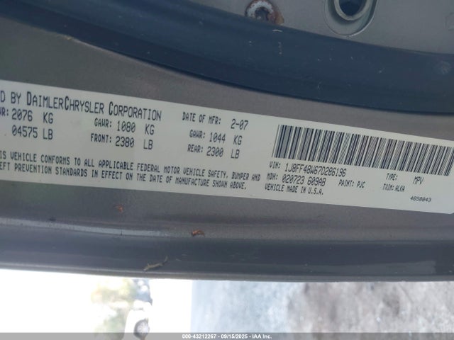 Продажа на аукционе авто 2007 Jeep Patriot Limited, vin: 1J8FF48W67D286196, номер лота: 43212267