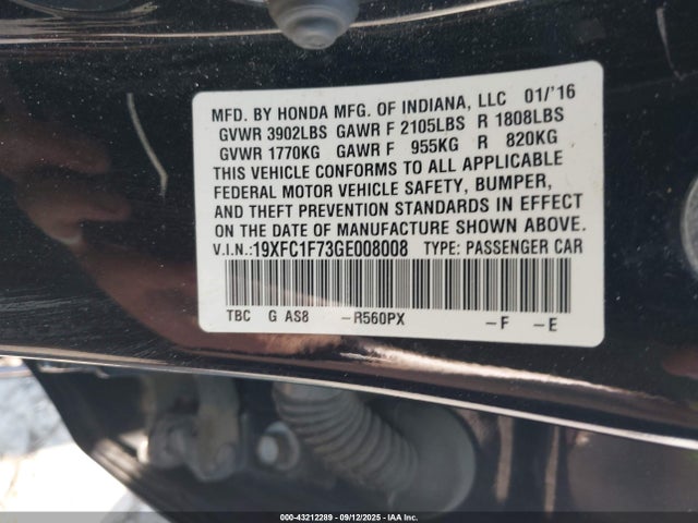 19XFC1F73GE008008 Honda l15b7
