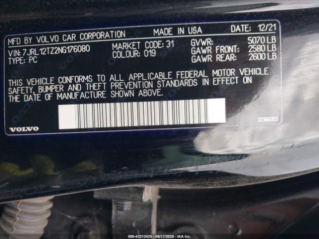 2022 VOLVO S60 7JRL12TZ2NG176080 Photo 8