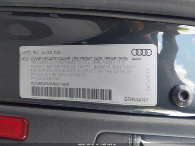 2021 AUDI A4 WAUBBAF40MN014909 Photo 8