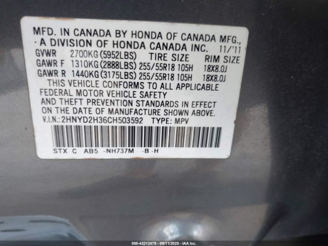 2012 ACURA MDX 2HNYD2H36CH503592 Photo 8
