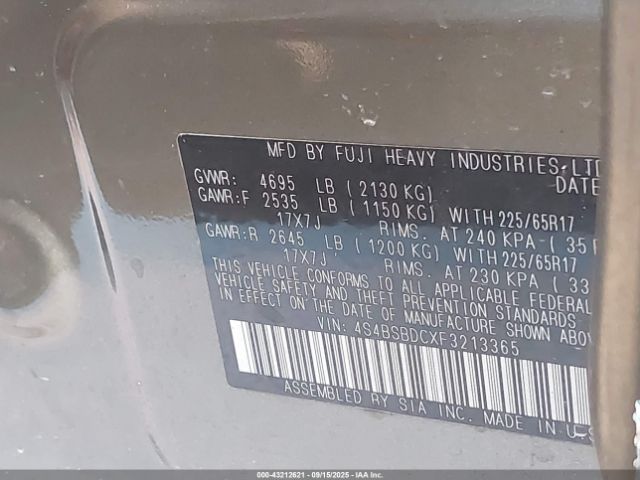 2015 SUBARU OUTBACK 4S4BSBDCXF3213365 Photo 8