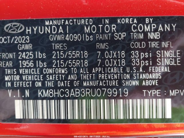 2024 HYUNDAI KONA KM8HC3AB3RU079919 Photo 8