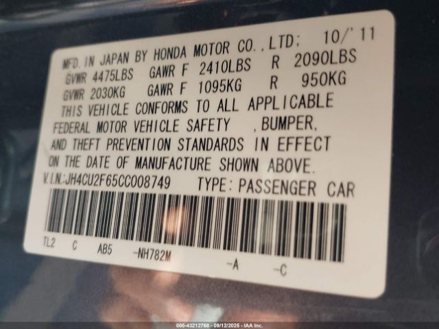 2012 ACURA TSX JH4CU2F65CC008749 Photo 8