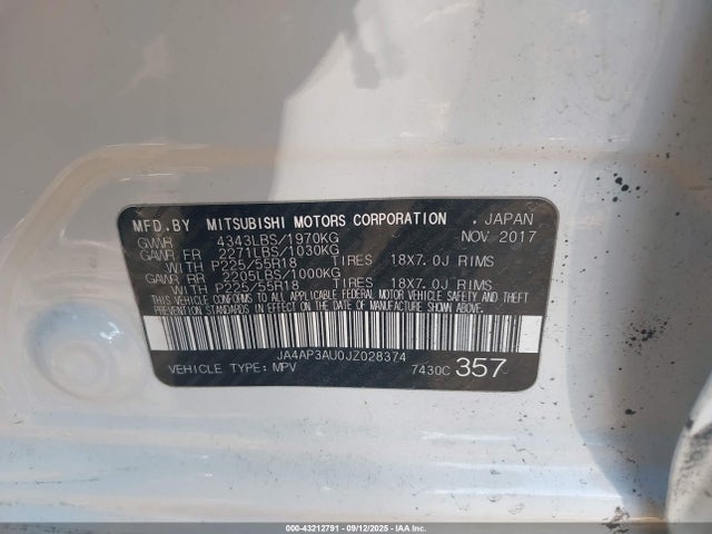 2018 MITSUBISHI OUTLANDER SPORT JA4AP3AU0JZ028374 Photo 8