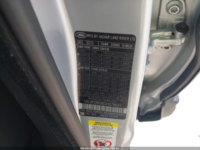 SALVP2BG8GH078621 Land Rover gtdi lev3 sulev30