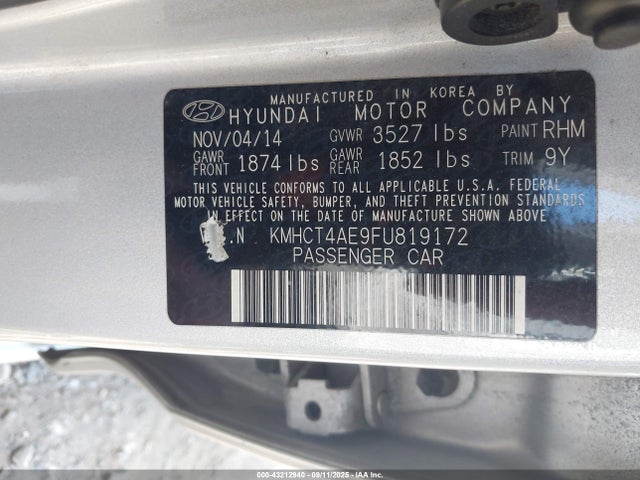 KMHCT4AE9FU819172 Hyundai dohc gdi gamma