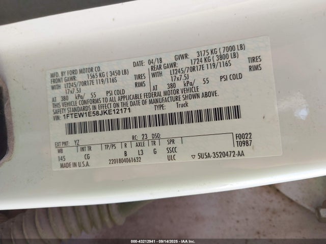 1FTEW1E58JKE12171 Ford 5.0l 4v