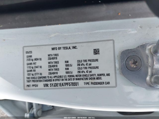 2023 TESLA MODEL 3 5YJ3E1EA7PF578551 Photo 8