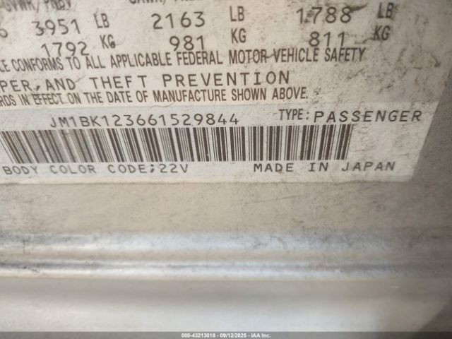 2006 MAZDA MAZDA3 JM1BK123661529844 Photo 8