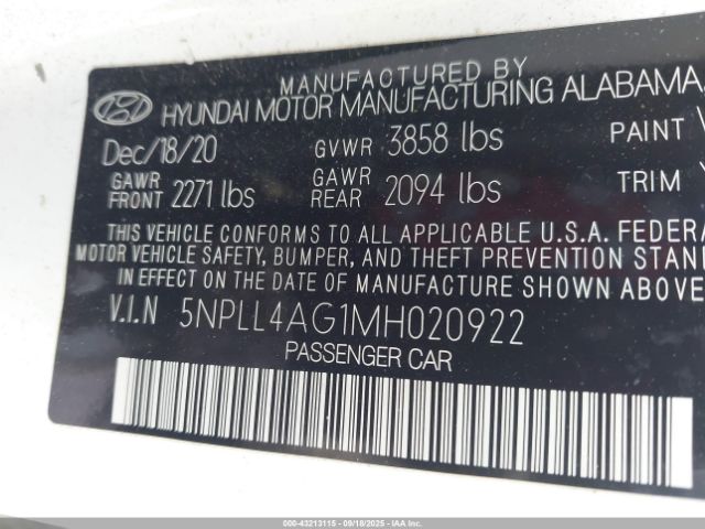 2021 HYUNDAI ELANTRA 5NPLL4AG1MH020922 Photo 8