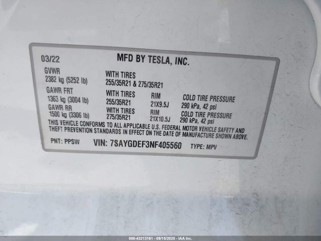 2022 TESLA MODEL Y 7SAYGDEF3NF405560 Photo 8