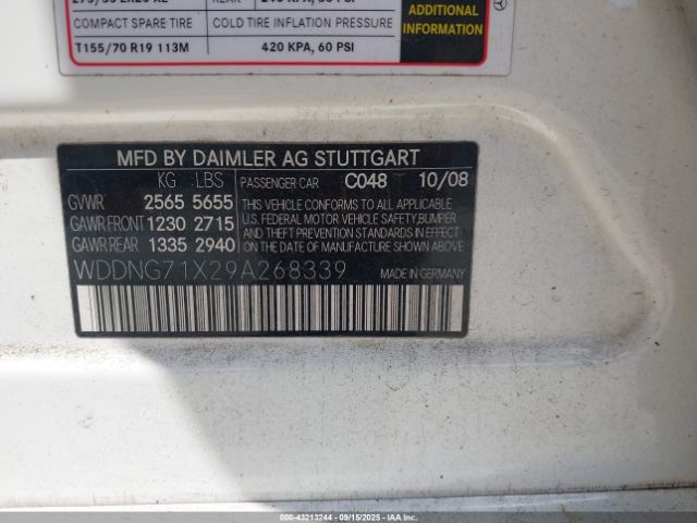 2009 MERCEDES-BENZ S 550 WDDNG71X29A268339 Photo 8