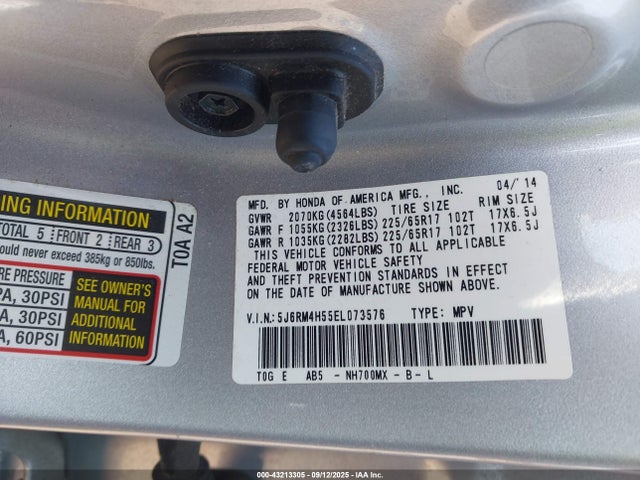 Honda CR-V EX 2014 5J6RM4H55EL073576 Image 9
