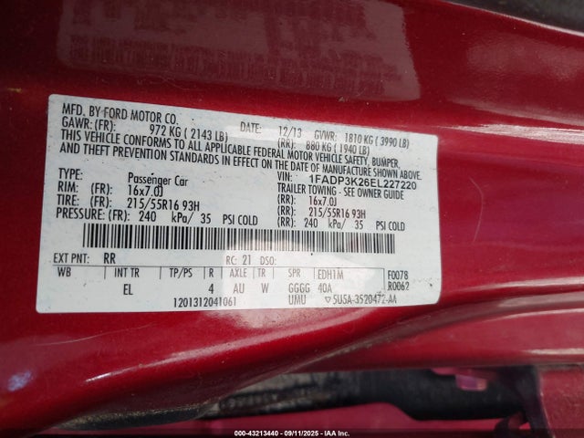 1FADP3K26EL227220 Ford Focus