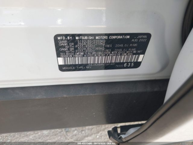 2022 MITSUBISHI OUTLANDER JA4J3UA88NZ091491 Photo 8