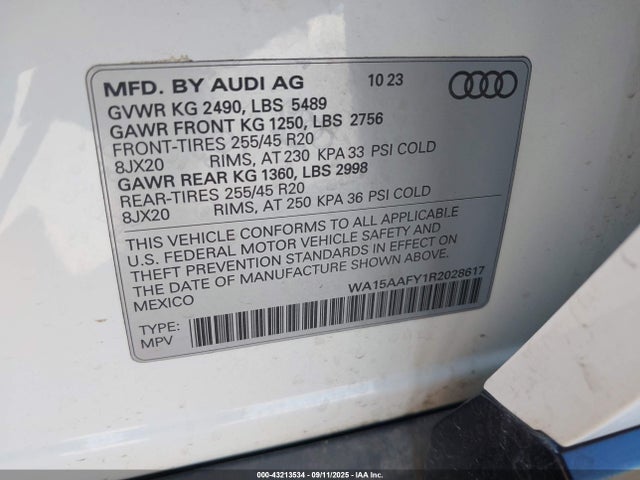 2024 AUDI Q5 SPORTBACK WA15AAFY1R2028617 Photo 8