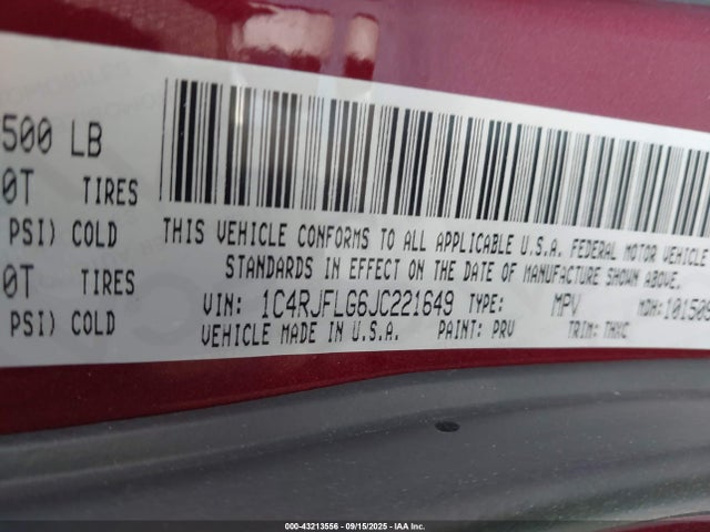 1C4RJFLG6JC221649 Jeep Grand Cherokee