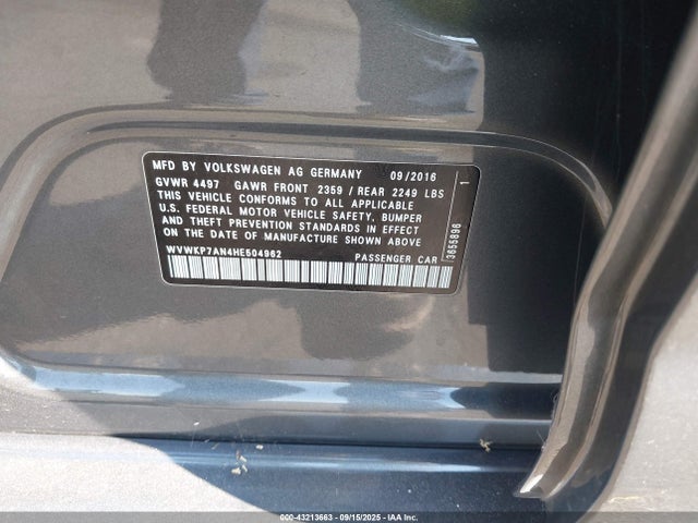 WVWKP7AN4HE504962 Volkswagen 2.0 tsi