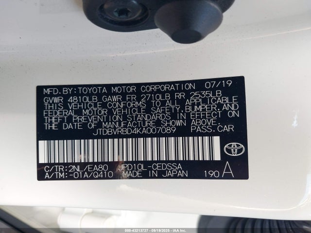 Toyota 4jm 2019 JTDBVRBD4KA007089 Image 9