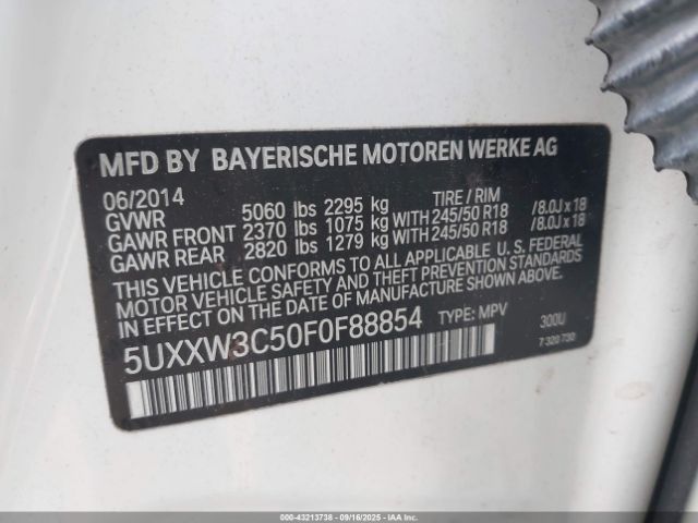 2015 BMW X4 5UXXW3C50F0F88854 Photo 8