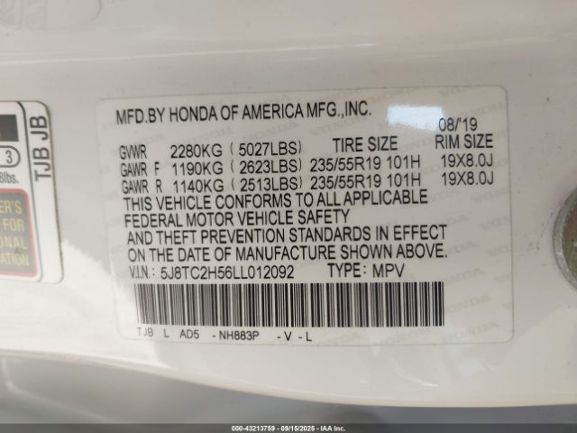 2020 ACURA RDX 5J8TC2H56LL012092 Photo 8