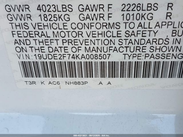 2019 ACURA ILX 19UDE2F74KA008507 Photo 8