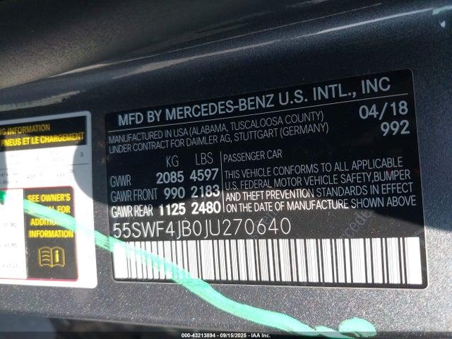 55SWF4JB0JU270640 Mercedes-Benz m274