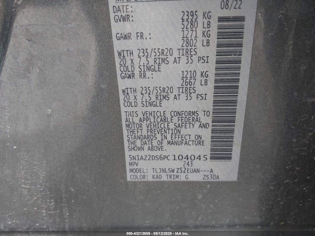 5N1AZ2DS6PC104045 Nissan Murano