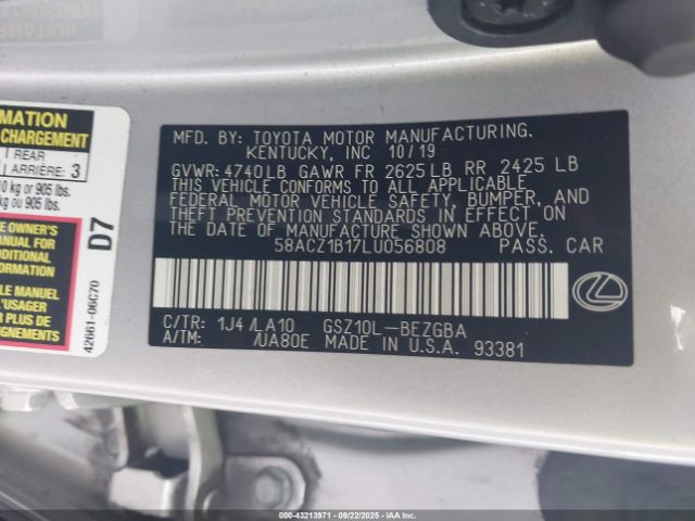 2020 LEXUS ES 350 58ACZ1B17LU056808 Photo 8