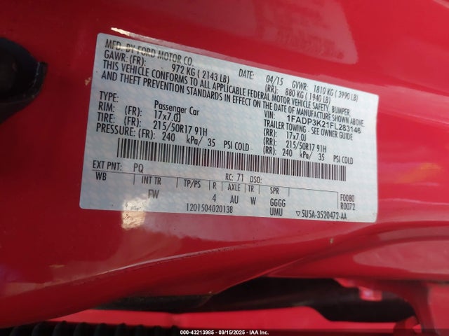 Ford 2015 2015 1FADP3K21FL283146 Image 9