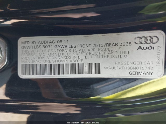 2011 AUDI A5 WAULFAFH3BN019742 Photo 8