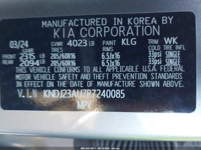 KNDJ23AU7R7240085 KIA 2024