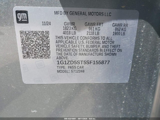 1G1ZD5ST5SF155877 Chevrolet lfv