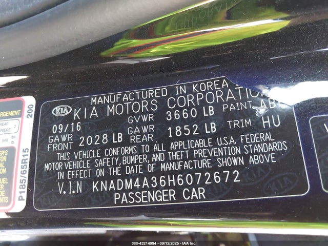 KIA Rio 2017 KNADM4A36H6072672 Image 9