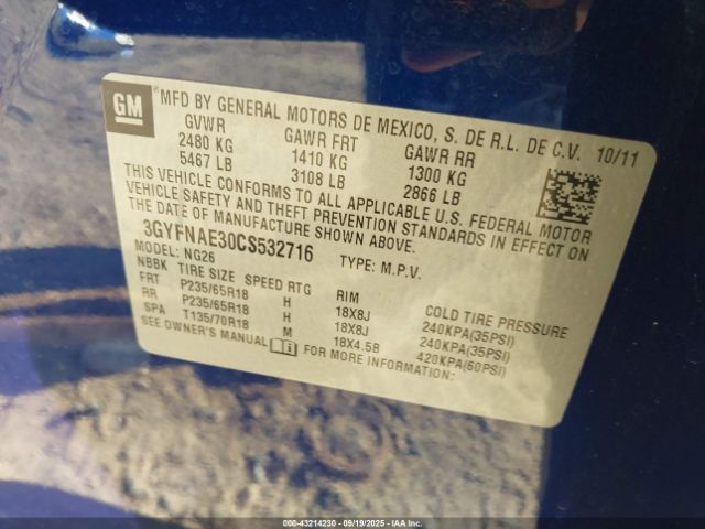 2012 CADILLAC SRX 3GYFNAE30CS532716 Photo 8