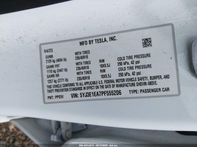 2023 TESLA MODEL 3 5YJ3E1EA7PF555206 Photo 8