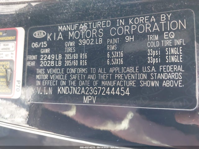 KNDJN2A23G7244454 KIA gdi gamma